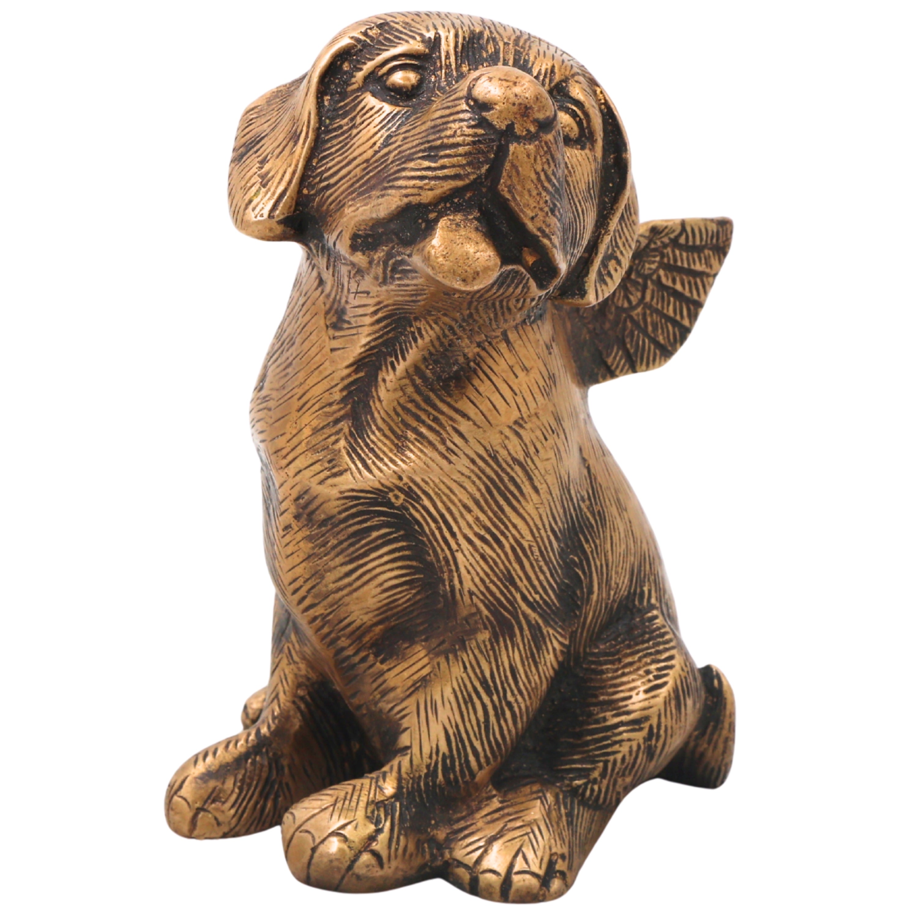 Brass Dog Statue, Shvan Kukkura Nai Murti for Home Decor & Gifting, Gold, 5.5 Inch, 1 Piece