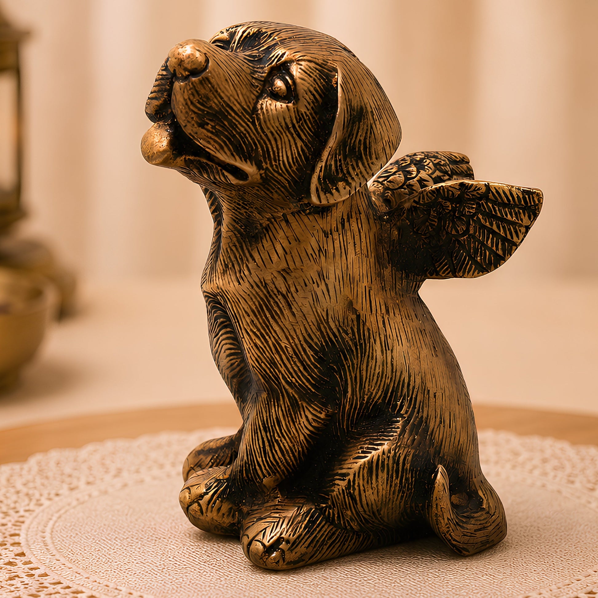 Brass Dog Statue, Shvan Kukkura Nai Murti for Home Decor & Gifting, Gold, 5.5 Inch, 1 Piece
