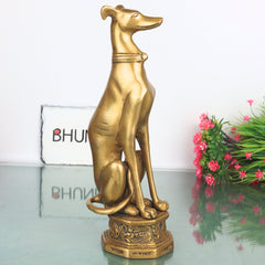 Brass  Dog Statue Handmade Idol for Pooja Home Decor & Gifting, Gold, 11 Inch, 1 Piece