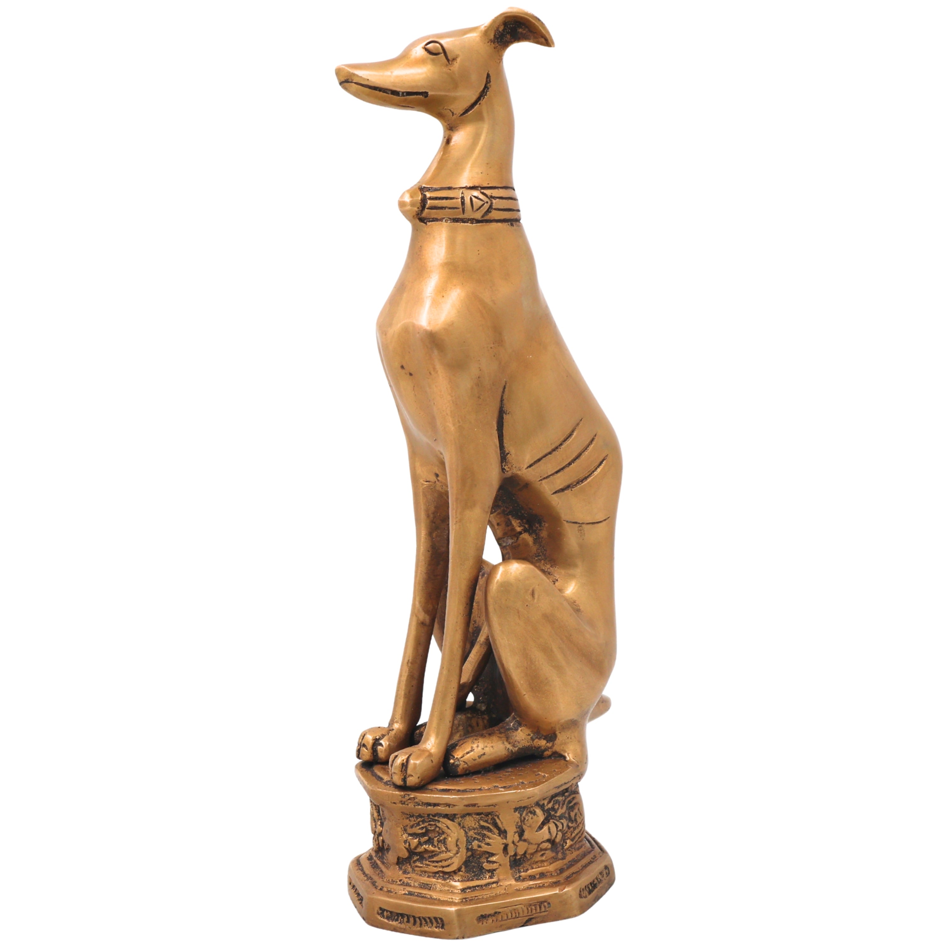 Brass  Dog Statue Handmade Idol for Pooja Home Decor & Gifting, Gold, 11 Inch, 1 Piece