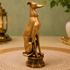 Brass  Dog Statue Handmade Idol for Pooja Home Decor & Gifting, Gold, 11 Inch, 1 Piece
