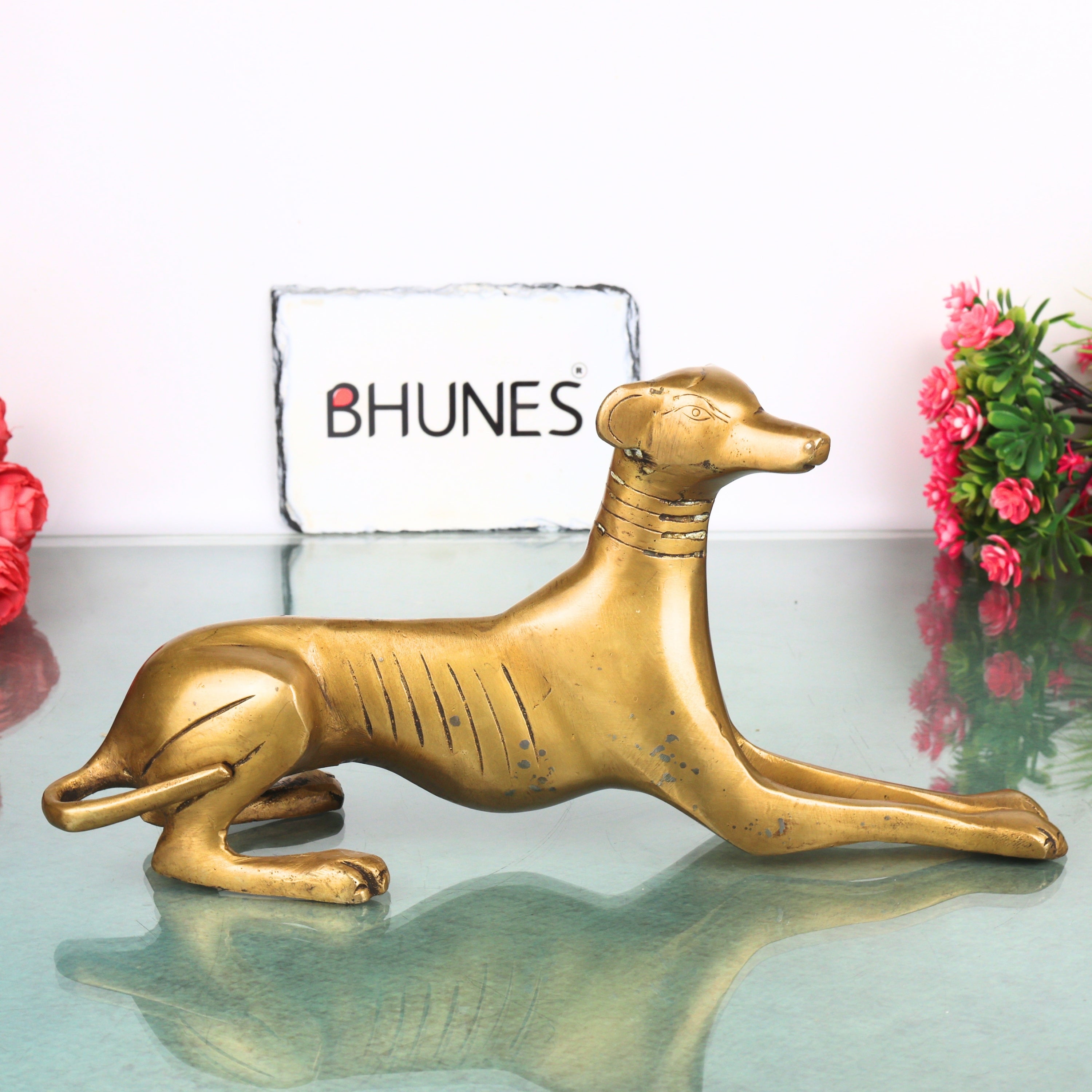 Brass Handcrafted Dog Statue, Home Decor & Gifting, Gold, 4.5 Inch, 1 Piece
