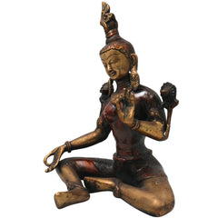 Brass Tara Devi Idol for Pooja & Home Decor, Handcrafted Traditional Mahavidya Goddess Sculpture, Gold, 11 Inch, 1 Piece