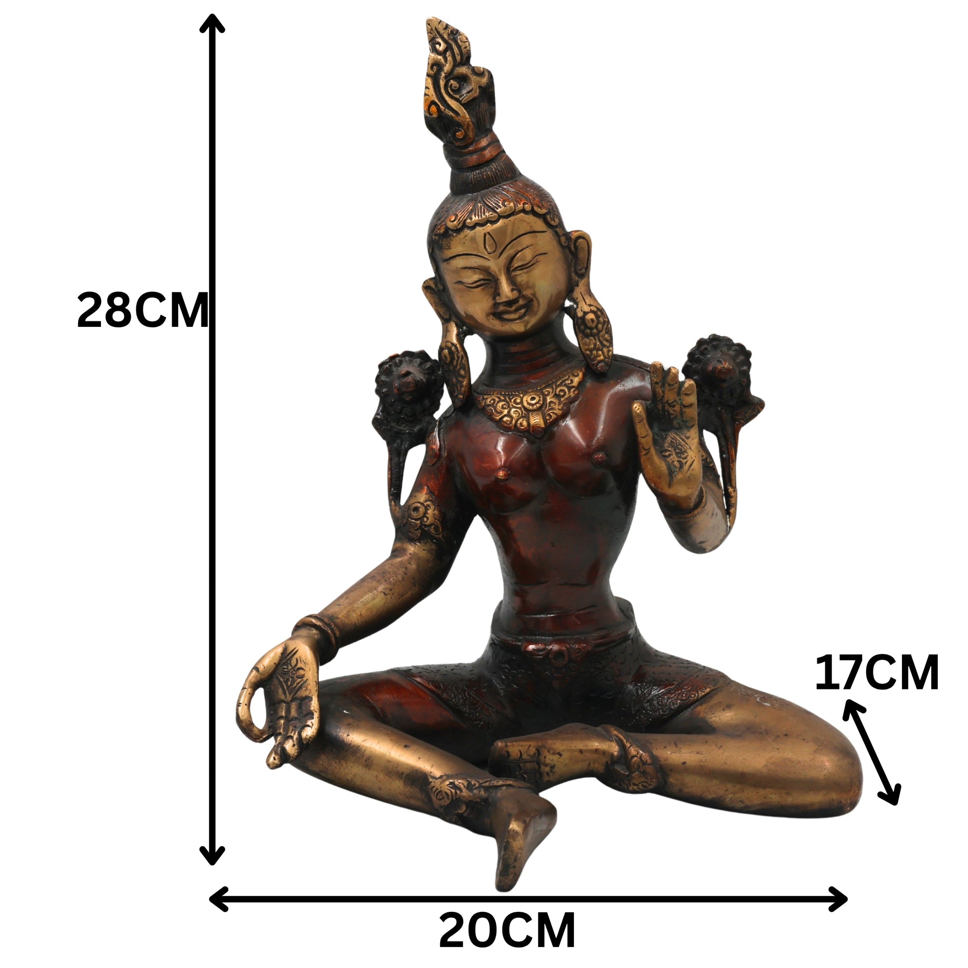 Brass Tara Devi Idol for Pooja & Home Decor, Handcrafted Traditional Mahavidya Goddess Sculpture, Gold, 11 Inch, 1 Piece