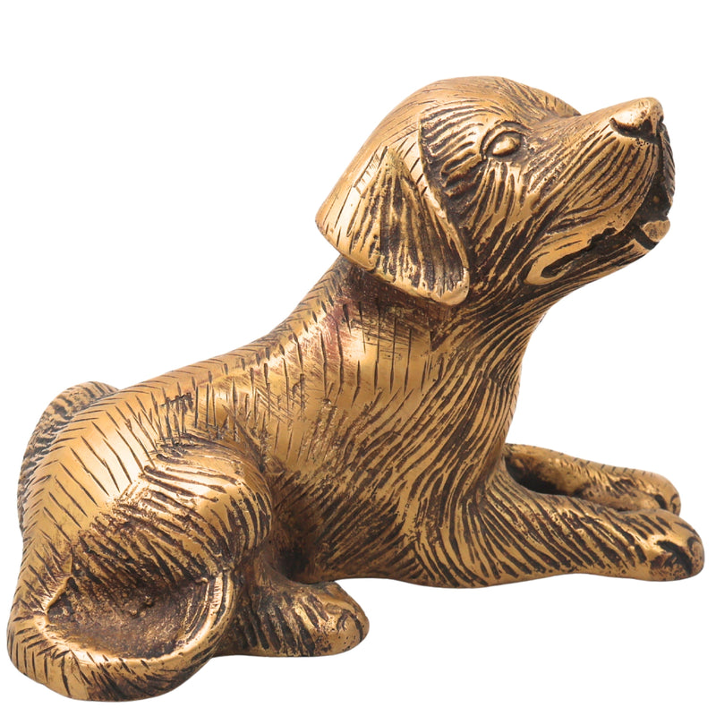 Handcrafted Brass Dog Statue for Home Decor Sculpture, Gold, 4.5 Inch, 1 Piece