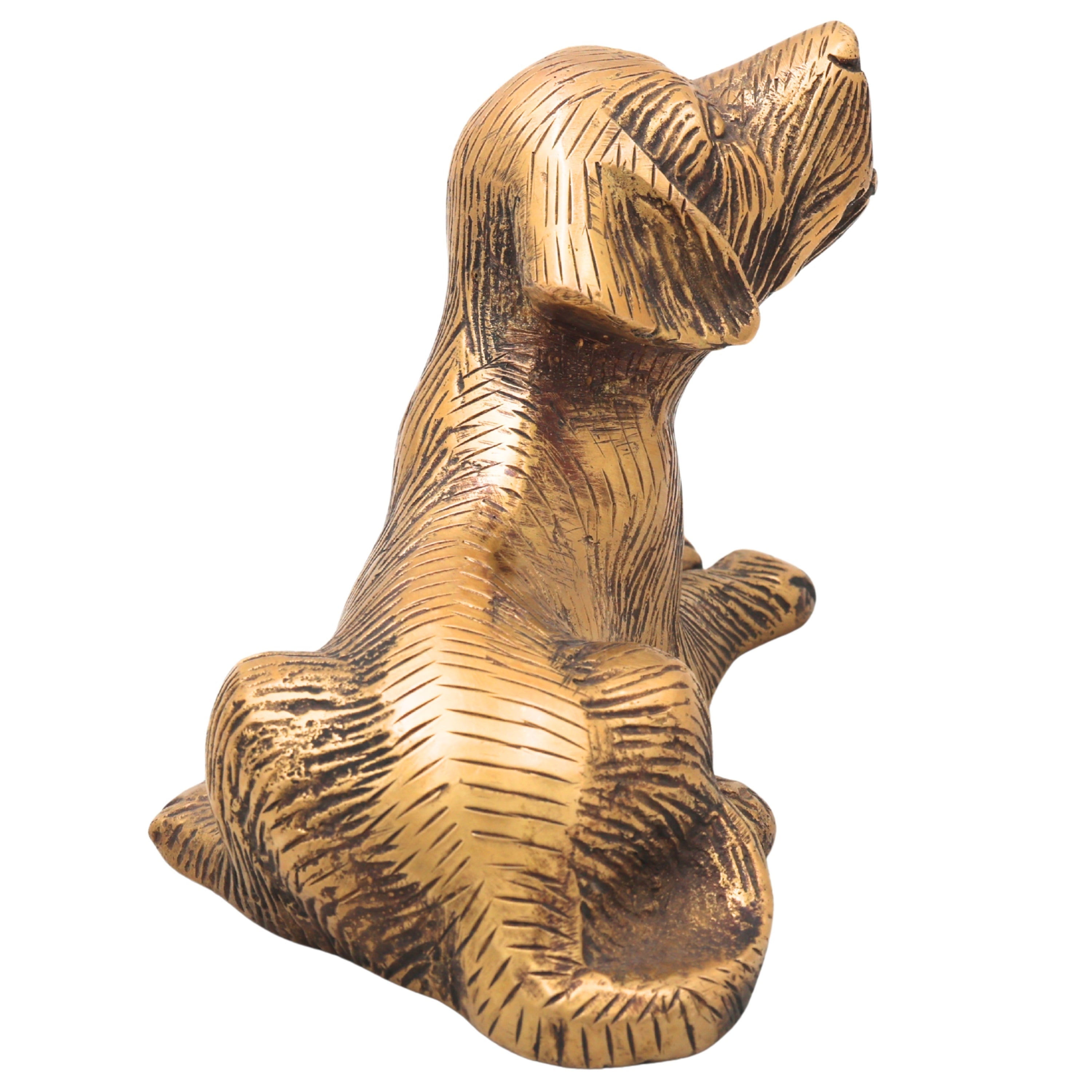 Handcrafted Brass Dog Statue for Home Decor Sculpture, Gold, 4.5 Inch, 1 Piece