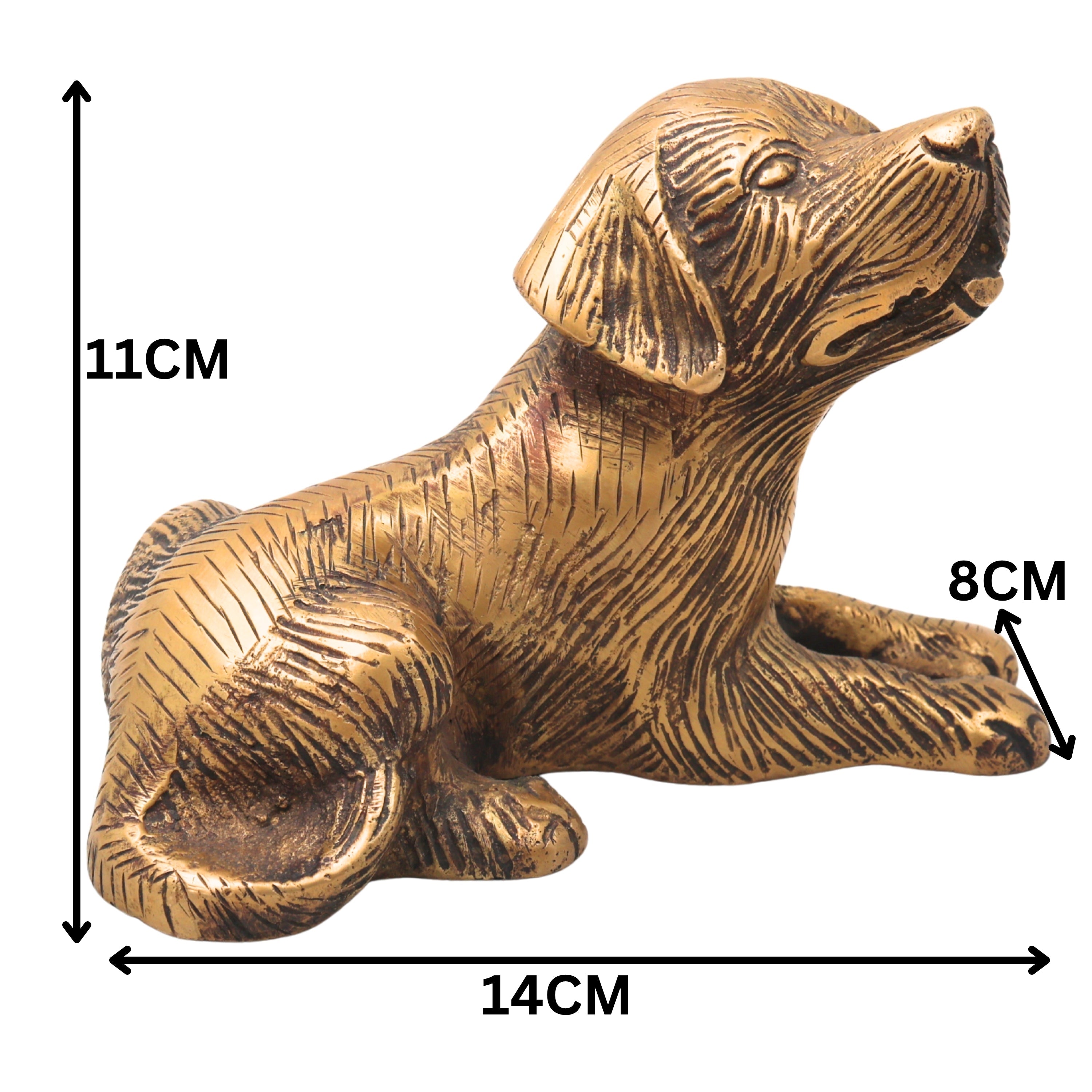 Handcrafted Brass Dog Statue for Home Decor Sculpture, Gold, 4.5 Inch, 1 Piece
