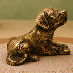 Handcrafted Brass Dog Statue for Home Decor Sculpture, Gold, 4.5 Inch, 1 Piece