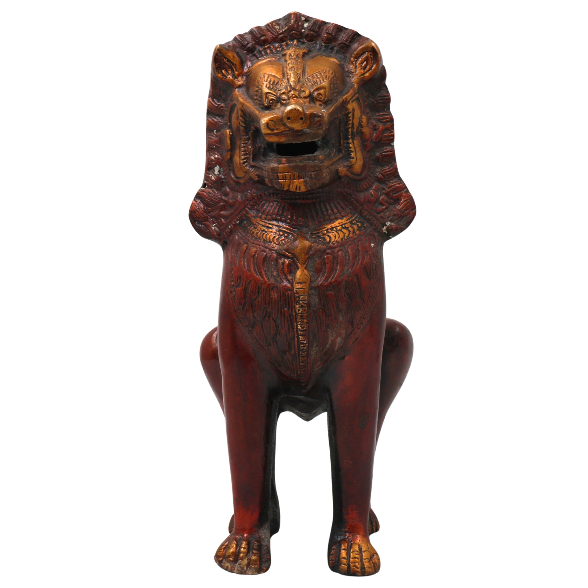 Brass Simha  Handcrafted Lion Statue for Home Decor, Pooja, Vastu & Traditional Spiritual Gifting, Gold, 11 Inch, 1 Piece