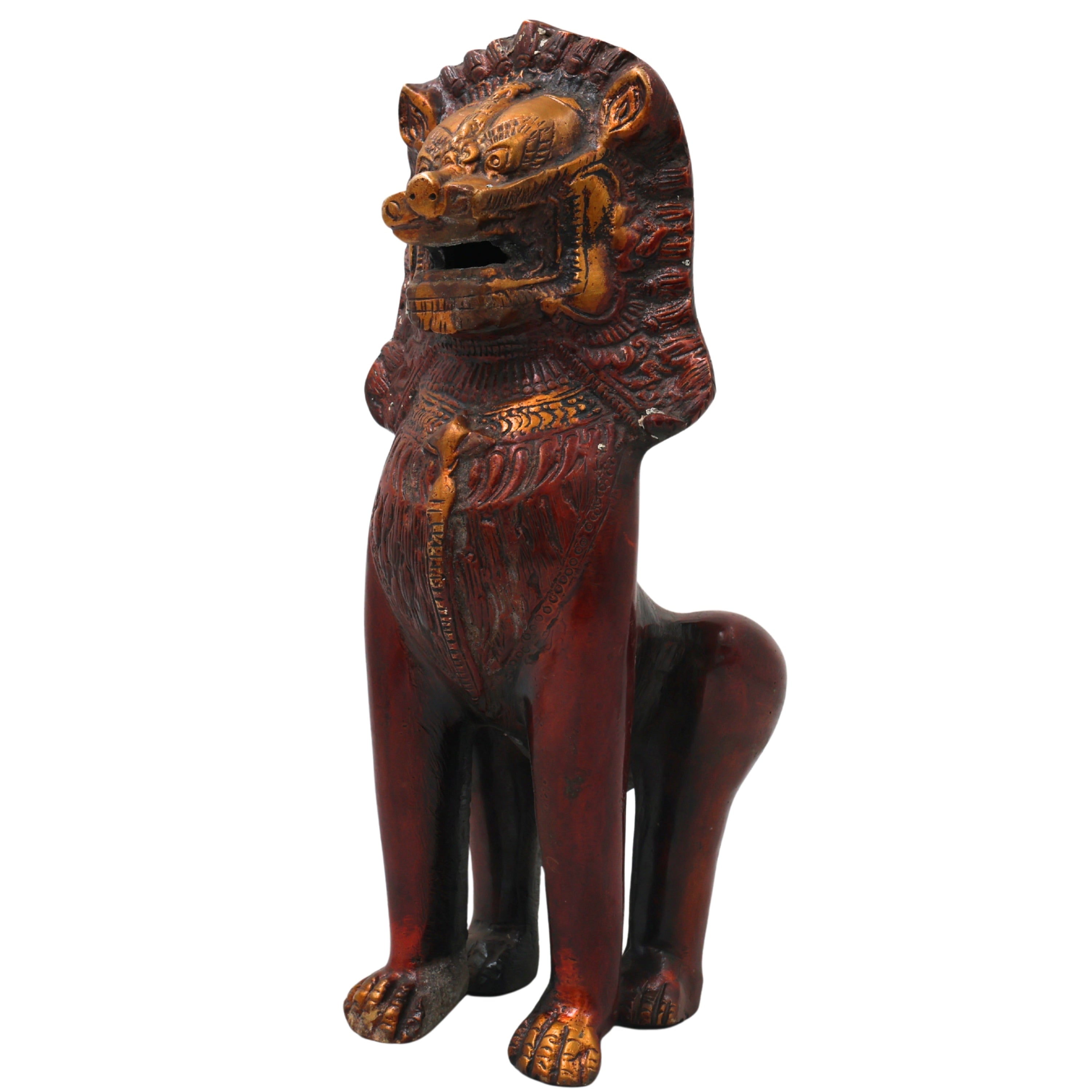 Brass Simha  Handcrafted Lion Statue for Home Decor, Pooja, Vastu & Traditional Spiritual Gifting, Gold, 11 Inch, 1 Piece
