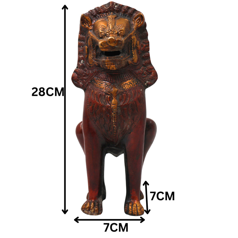 Brass Simha  Handcrafted Lion Statue for Home Decor, Pooja, Vastu & Traditional Spiritual Gifting, Gold, 11 Inch, 1 Piece