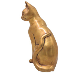 Brass Cat Idol for Home Decor, Spiritual Gifting & Traditional Display, Gold, 8 Inch, 1 Piece