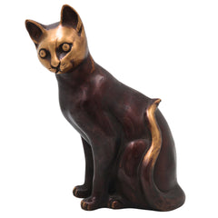 Brass Cat Idol Sculpture for Vastu Home Decor Gifting Traditional Handcrafted Chola Style Murti, Gold, 8 Inch, 1 Piece