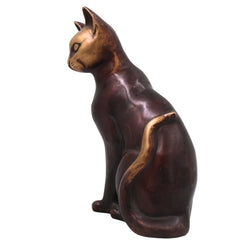 Brass Cat Idol Sculpture for Vastu Home Decor Gifting Traditional Handcrafted Chola Style Murti, Gold, 8 Inch, 1 Piece