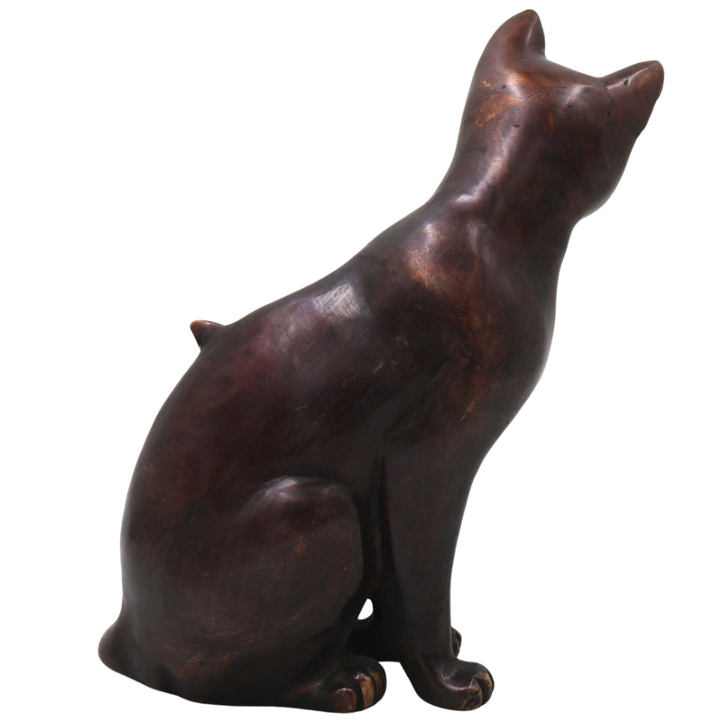Brass Cat Idol Sculpture for Vastu Home Decor Gifting Traditional Handcrafted Chola Style Murti, Gold, 8 Inch, 1 Piece
