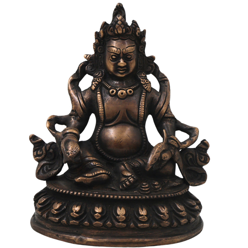 Brass Kubera Idol Vaishravana Wealth God Statue for Pooja Home Decor Gifting Traditional Handcrafted Art, Gold, 6.5 Inch, 1 Piece