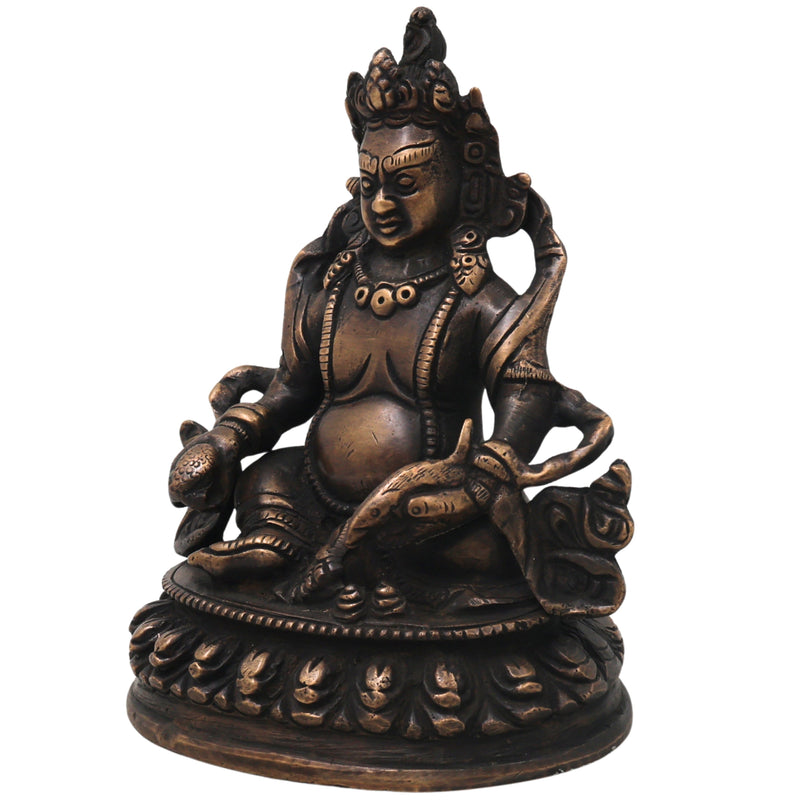 Brass Kubera Idol Vaishravana Wealth God Statue for Pooja Home Decor Gifting Traditional Handcrafted Art, Gold, 6.5 Inch, 1 Piece