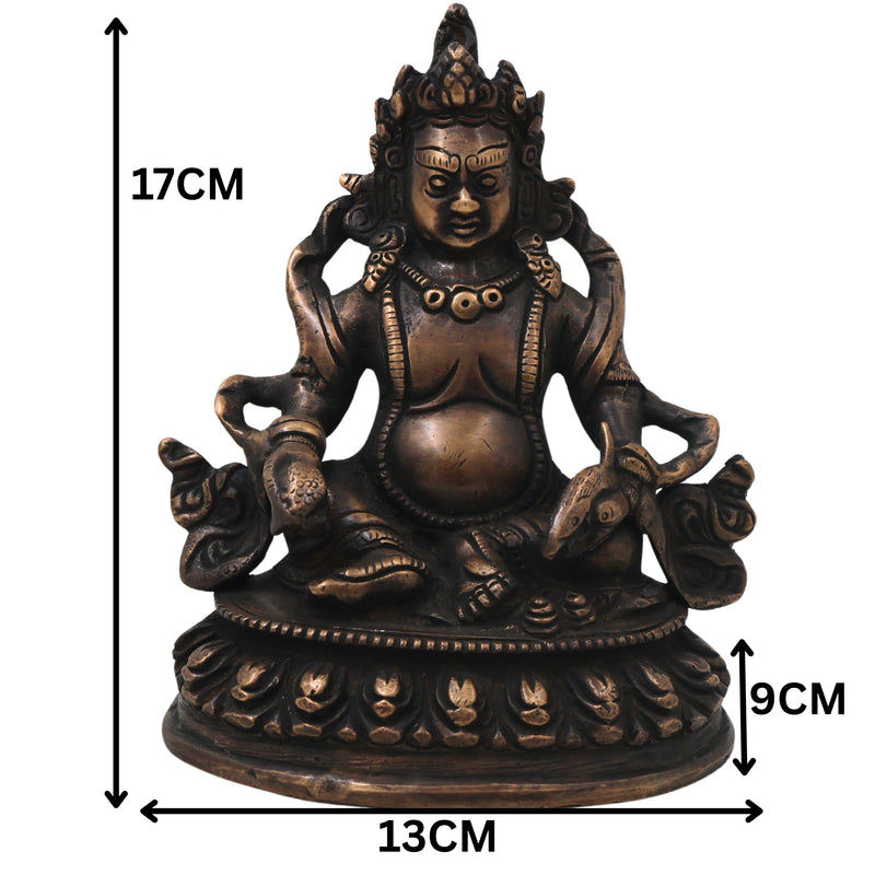 Brass Kubera Idol Vaishravana Wealth God Statue for Pooja Home Decor Gifting Traditional Handcrafted Art, Gold, 6.5 Inch, 1 Piece