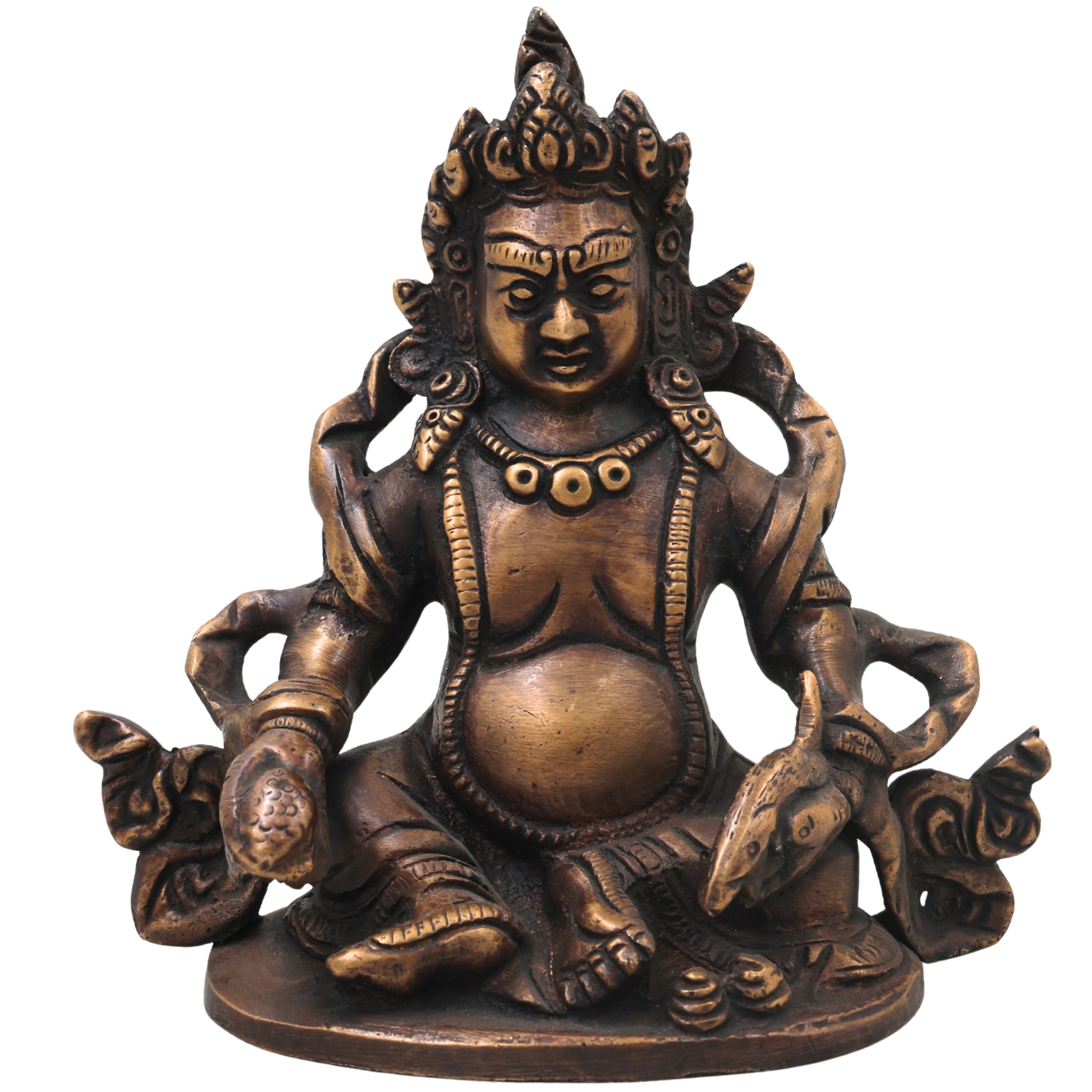 Brass Kubera Idol Vaishravana Murti for Vastu Pooja Home Decor Traditional Handcrafted Gift Statue, Gold, 4.5 Inch, 1 Piece