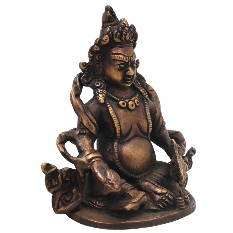 Brass Kubera Idol Vaishravana Murti for Vastu Pooja Home Decor Traditional Handcrafted Gift Statue, Gold, 4.5 Inch, 1 Piece