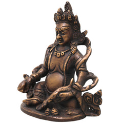 Brass Kubera Idol Vaishravana Murti for Vastu Pooja Home Decor Traditional Handcrafted Gift Statue, Gold, 4.5 Inch, 1 Piece
