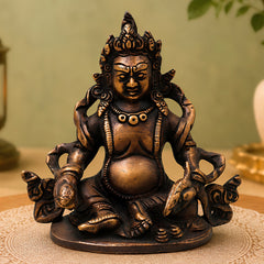 Brass Kubera Idol Vaishravana Murti for Vastu Pooja Home Decor Traditional Handcrafted Gift Statue, Gold, 4.5 Inch, 1 Piece