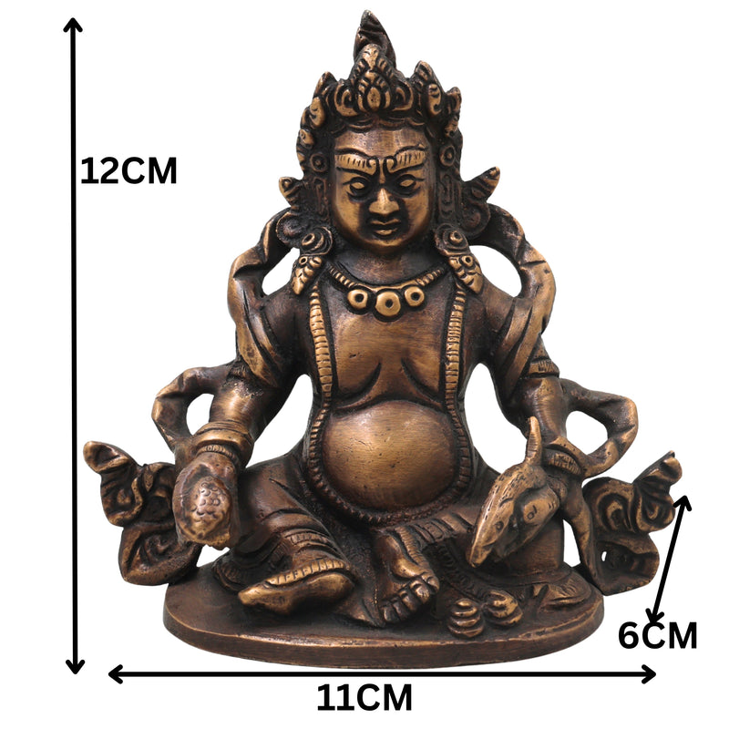 Brass Kubera Idol Vaishravana Murti for Vastu Pooja Home Decor Traditional Handcrafted Gift Statue, Gold, 4.5 Inch, 1 Piece