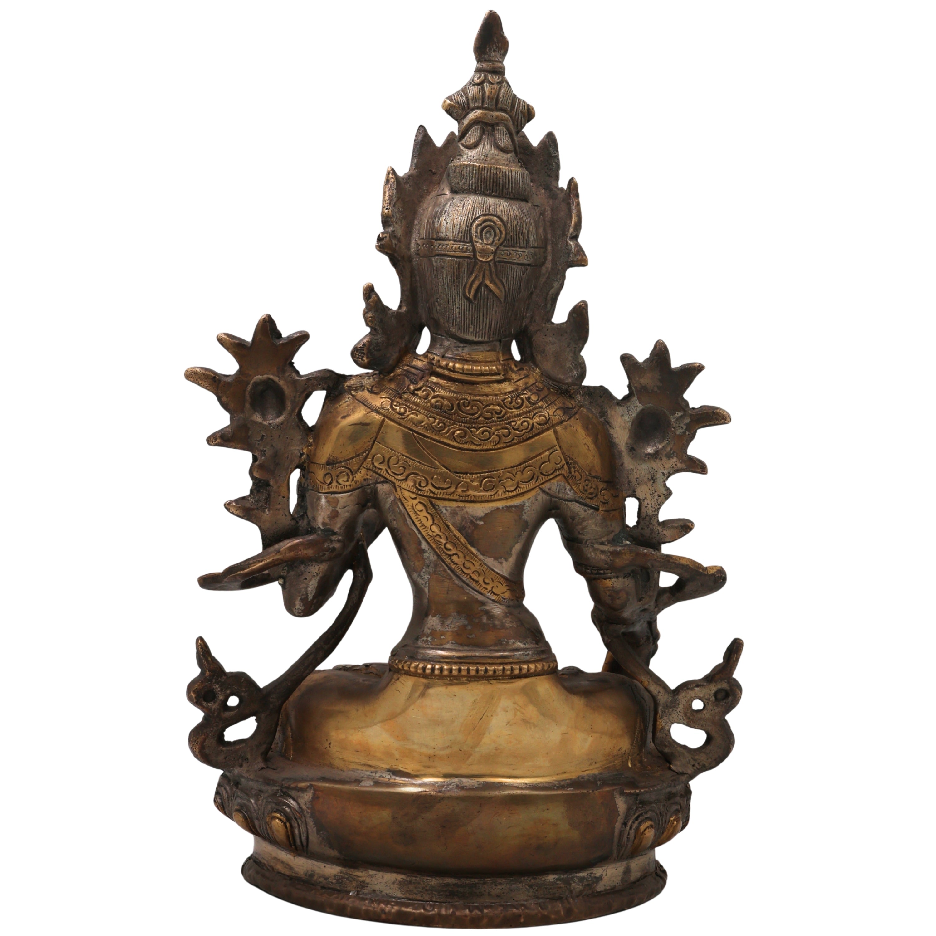 Brass White Tara Idol Handmade Traditional Chola Style Tara Devi Murti for Pooja Decor & Gifting, Gold, 12.5 Inch, 1 Piece