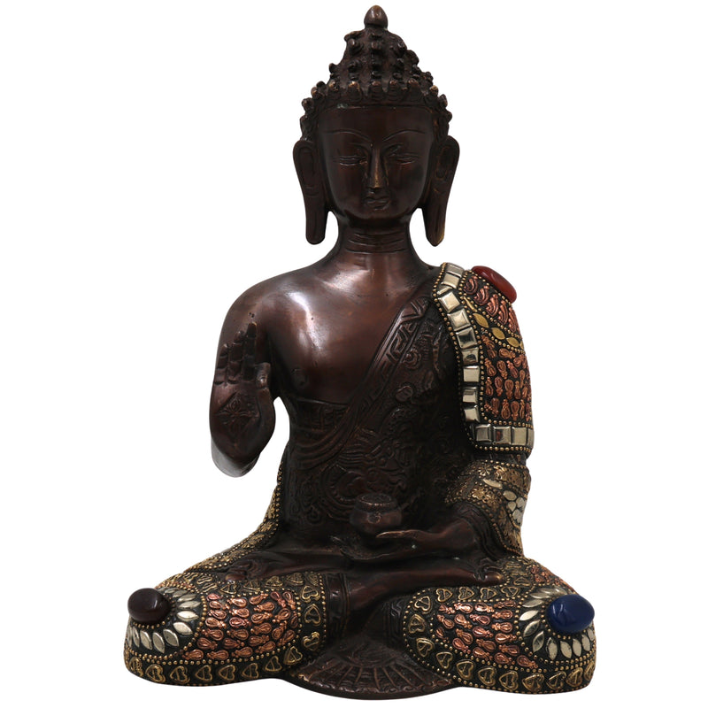 Handcrafted Brass Gautam Buddha Idol for Home Decor, Meditation, Vastu &amp; Spiritual Ambience, Brown, 10 Inch, 1 Piece
