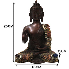 Handcrafted Brass Gautam Buddha Idol for Home Decor, Meditation, Vastu &amp; Spiritual Ambience, Brown, 10 Inch, 1 Piece