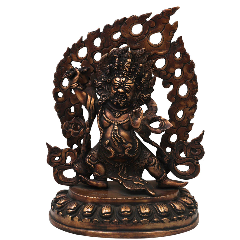 Handcrafted Brass Vajrapani Idol for Spiritual Protection, Meditation &amp; Temple Decor, Gold, 12.5 Inch, 1 Piece