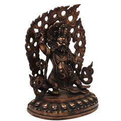 Handcrafted Brass Vajrapani Idol for Spiritual Protection, Meditation &amp; Temple Decor, Gold, 12.5 Inch, 1 Piece
