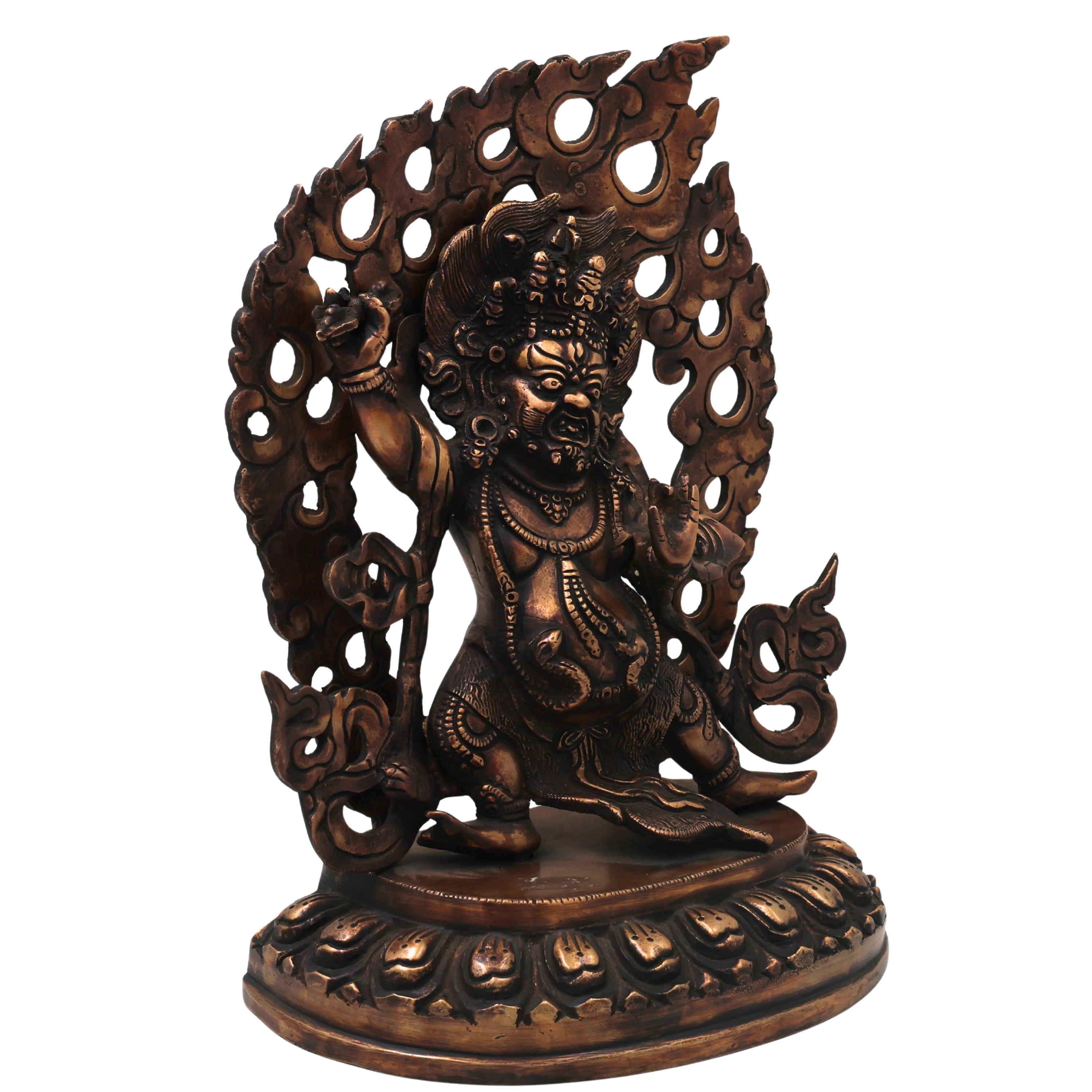Handcrafted Brass Vajrapani Idol for Spiritual Protection, Meditation &amp; Temple Decor, Gold, 12.5 Inch, 1 Piece