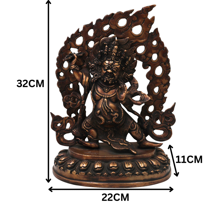 Handcrafted Brass Vajrapani Idol for Spiritual Protection, Meditation &amp; Temple Decor, Gold, 12.5 Inch, 1 Piece
