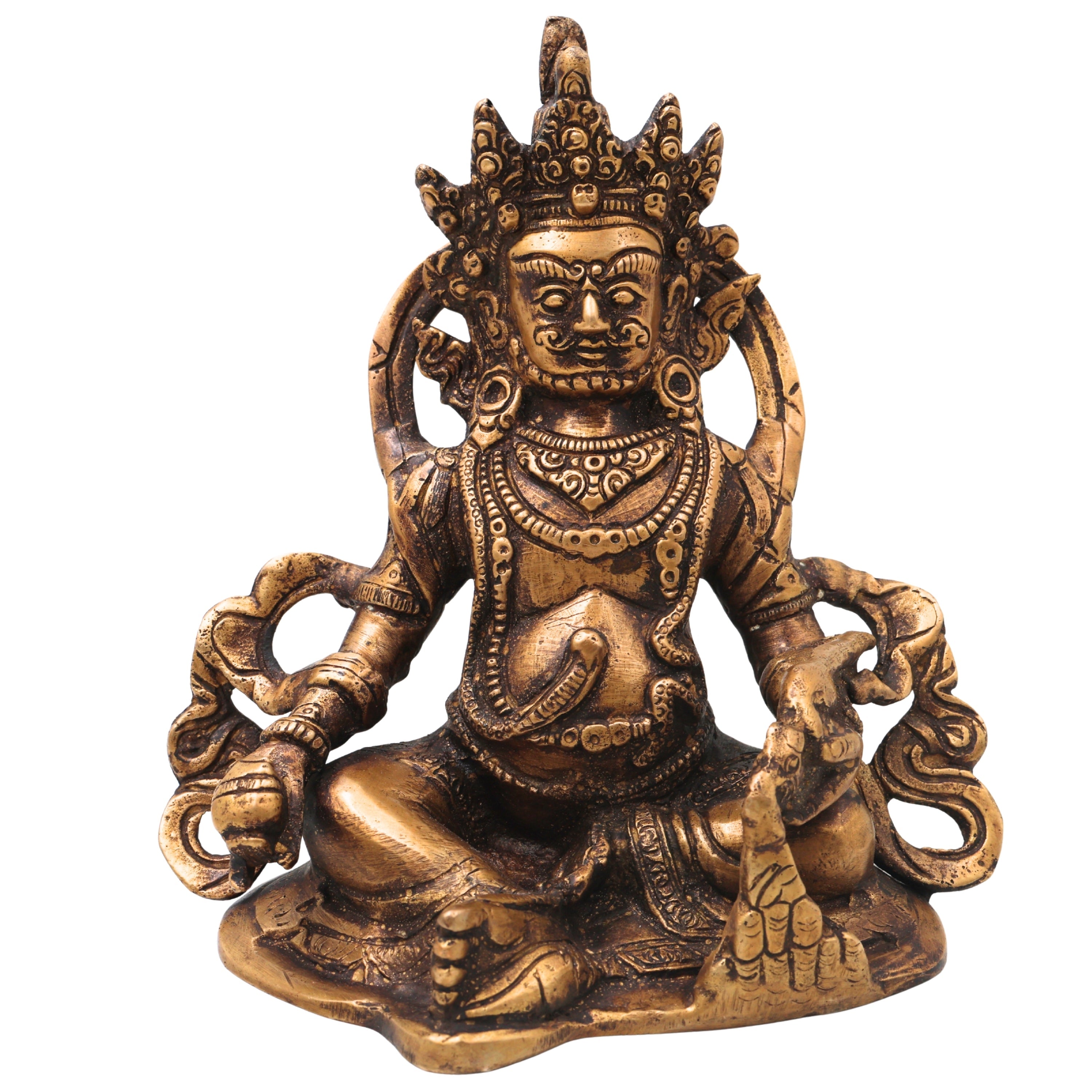Brass Kubera Idol for Wealth, Prosperity, Vastu &amp; Home Temple Decor, Gold, 6.5 Inch, 1 Piece