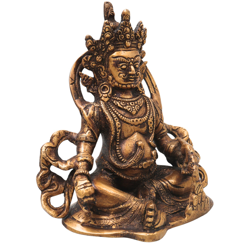 Brass Kubera Idol for Wealth, Prosperity, Vastu &amp; Home Temple Decor, Gold, 6.5 Inch, 1 Piece