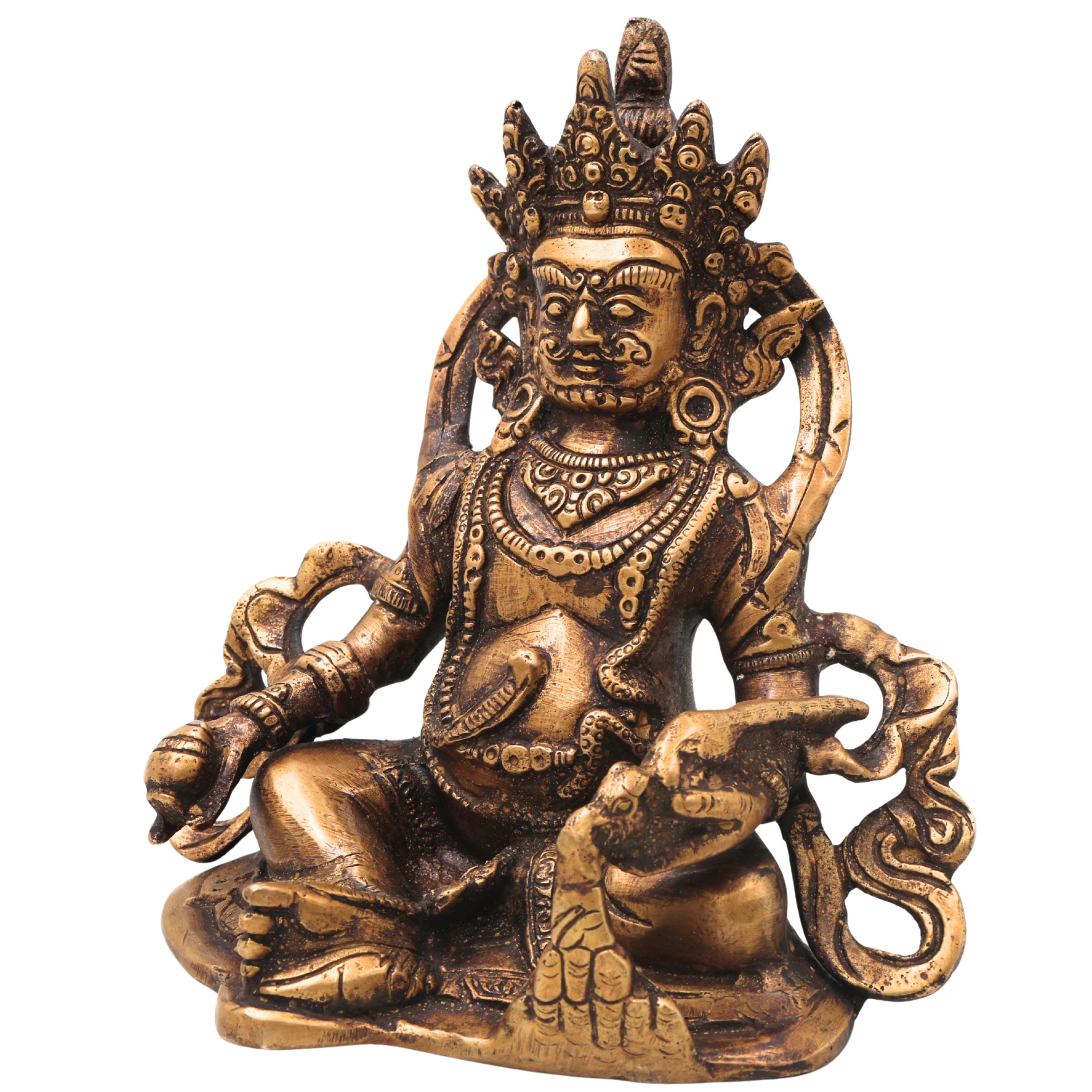 Brass Kubera Idol for Wealth, Prosperity, Vastu &amp; Home Temple Decor, Gold, 6.5 Inch, 1 Piece