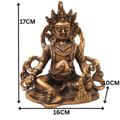 Brass Kubera Idol for Wealth, Prosperity, Vastu &amp; Home Temple Decor, Gold, 6.5 Inch, 1 Piece