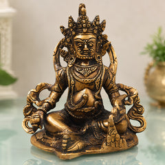 Brass Kubera Idol for Wealth, Prosperity, Vastu &amp; Home Temple Decor, Gold, 6.5 Inch, 1 Piece