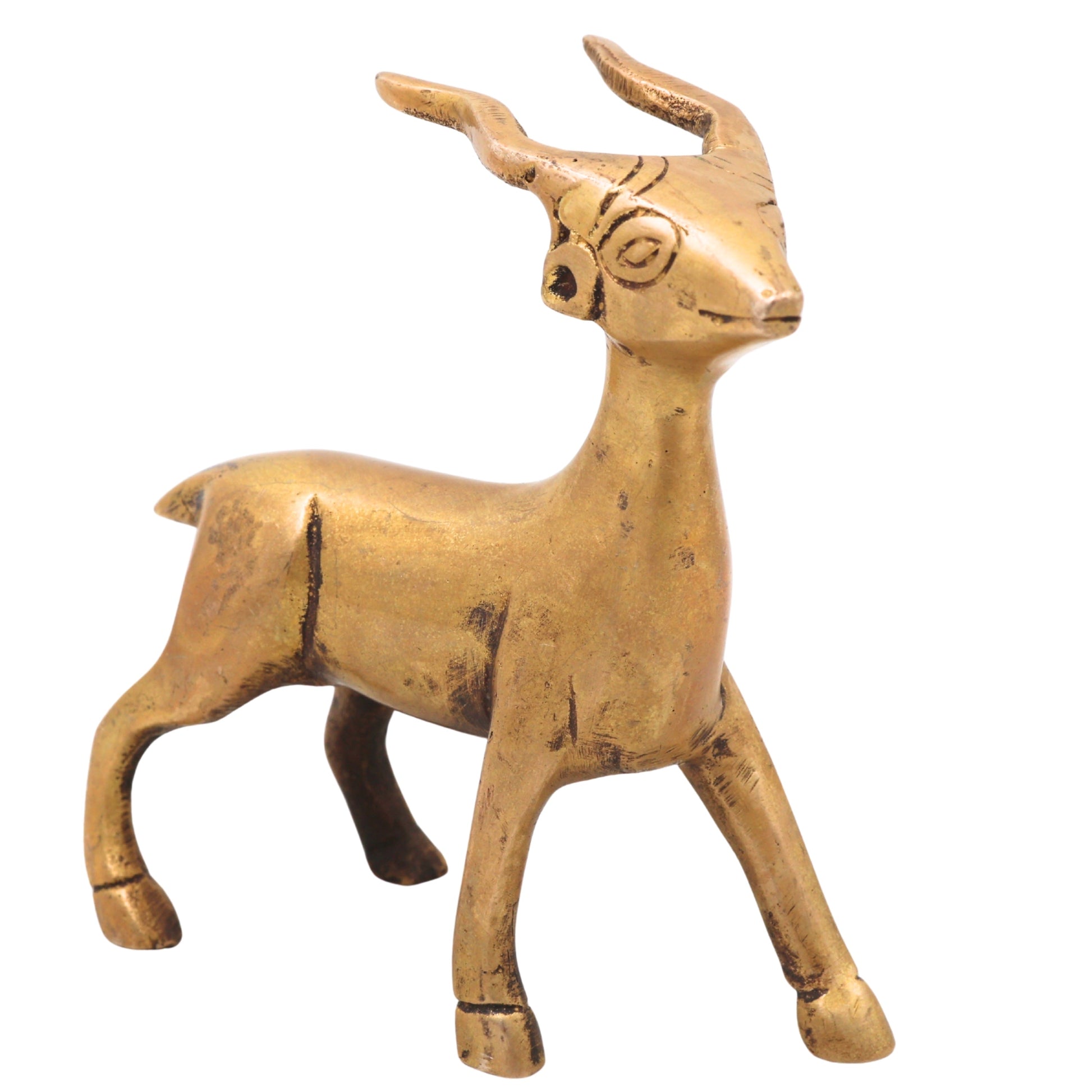 Handcrafted Brass Deer Sculpture for Vastu, Spiritual Decor &amp; Premium Home Decoration, Gold, 4 Inch, 1 Piece