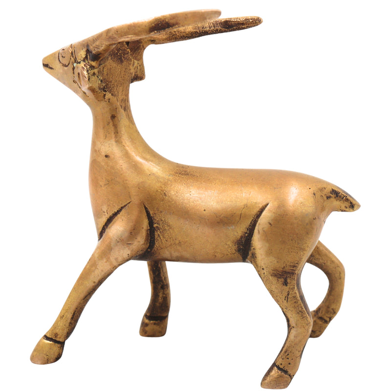 Handcrafted Brass Deer Sculpture for Vastu, Spiritual Decor &amp; Premium Home Decoration, Gold, 4 Inch, 1 Piece