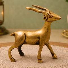 Handcrafted Brass Deer Sculpture for Vastu, Spiritual Decor &amp; Premium Home Decoration, Gold, 4 Inch, 1 Piece