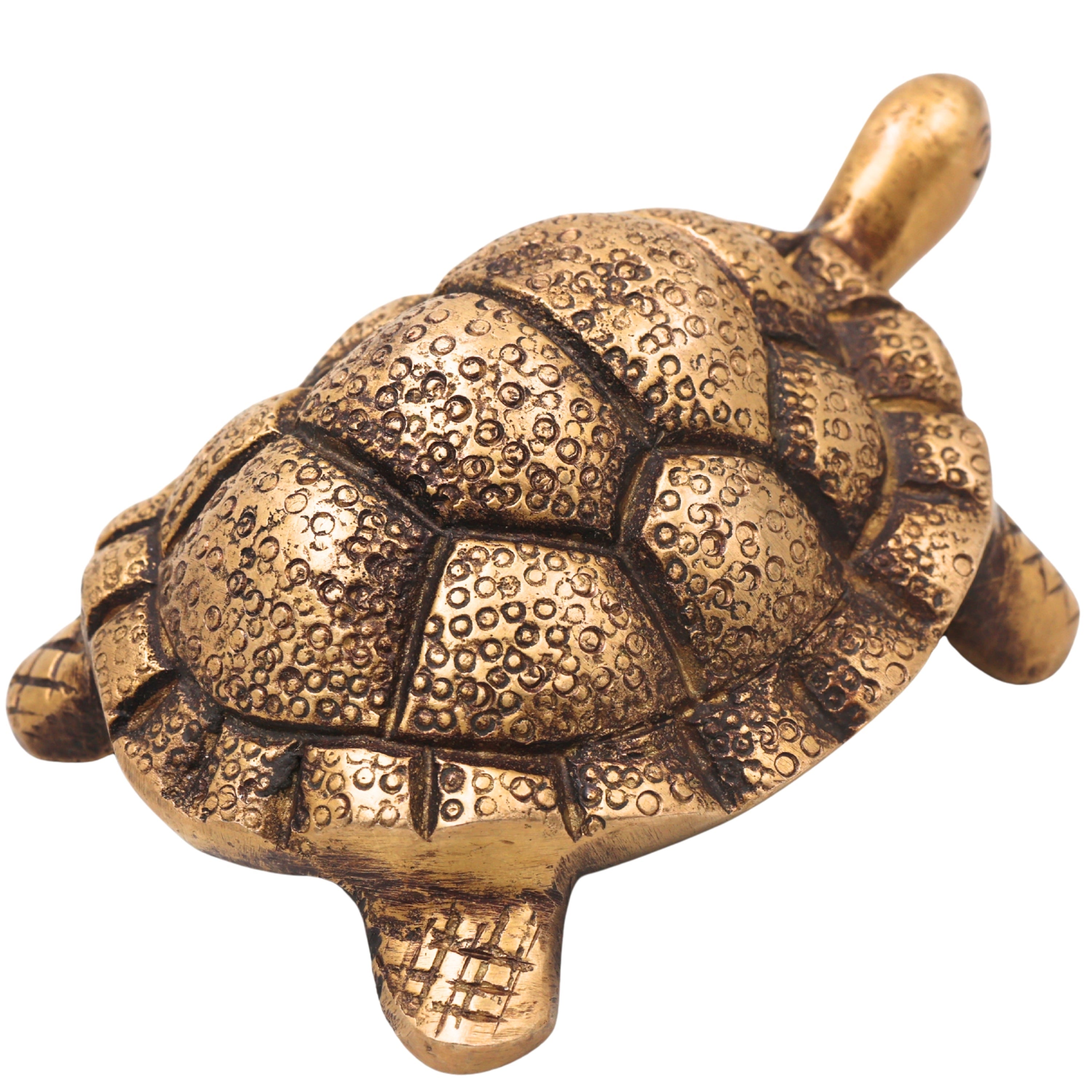 Brass Tortoise Sculpture for Vastu, Feng Shui, Pooja &amp; Spiritual Home Decor, Gold, 1.5 Inch, 1 Piece