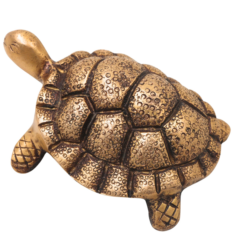Brass Tortoise Sculpture for Vastu, Feng Shui, Pooja &amp; Spiritual Home Decor, Gold, 1.5 Inch, 1 Piece