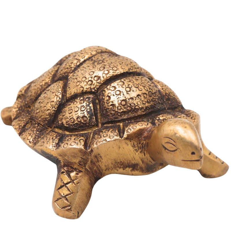 Brass Tortoise Sculpture for Vastu, Feng Shui, Pooja &amp; Spiritual Home Decor, Gold, 1.5 Inch, 1 Piece