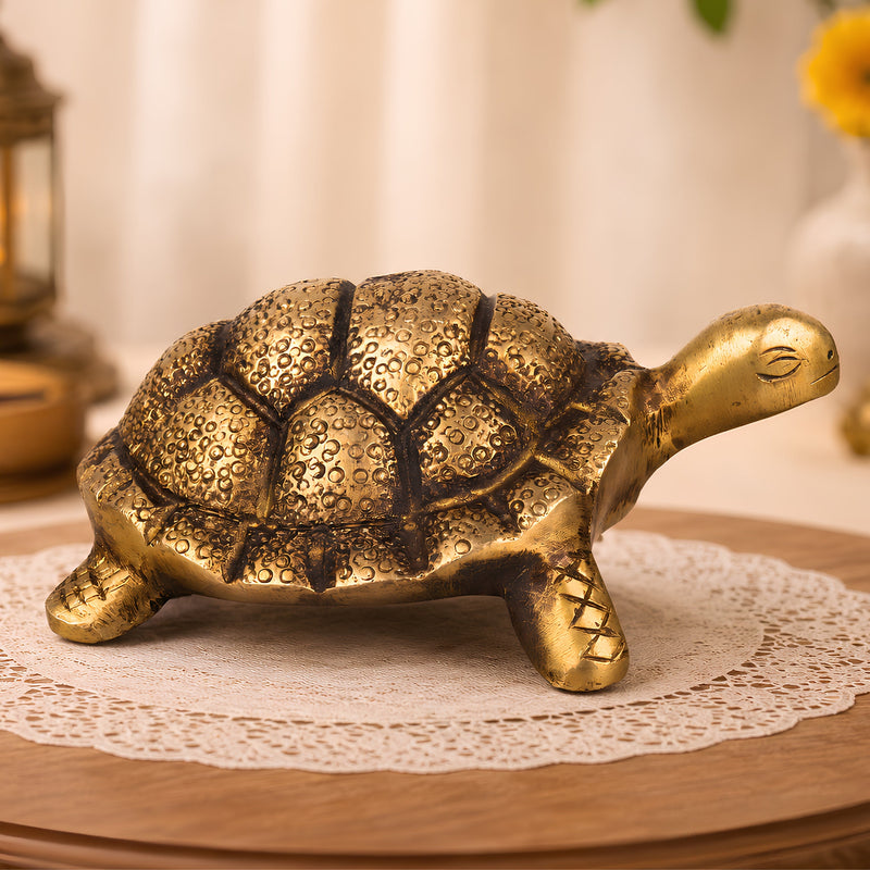 Brass Tortoise Sculpture for Vastu, Feng Shui, Pooja &amp; Spiritual Home Decor, Gold, 1.5 Inch, 1 Piece
