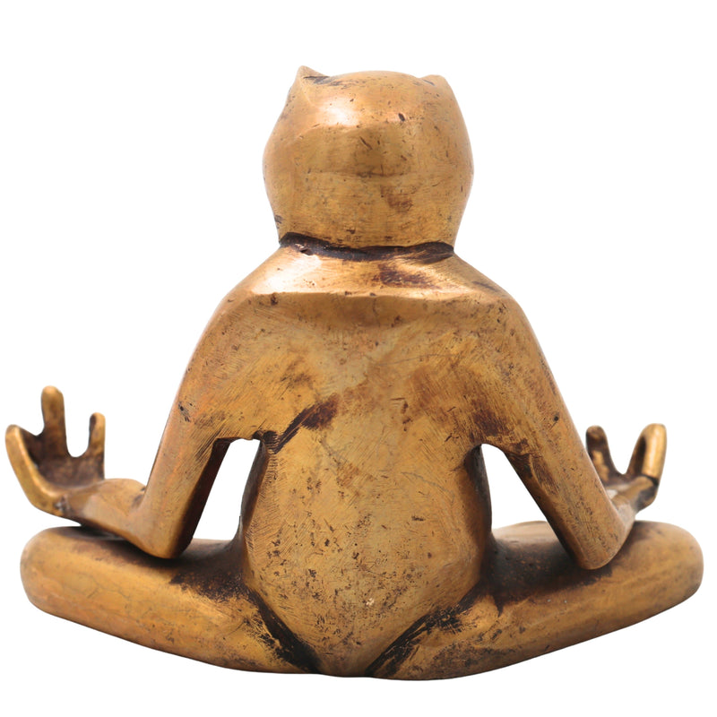 Brass Yoga Frog Sculpture for Meditation, Vastu &amp; Spiritual Home Decor, Gold, 3.5 Inch, 1 Piece