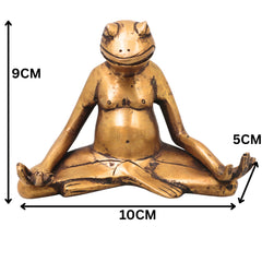 Brass Yoga Frog Sculpture for Meditation, Vastu &amp; Spiritual Home Decor, Gold, 3.5 Inch, 1 Piece