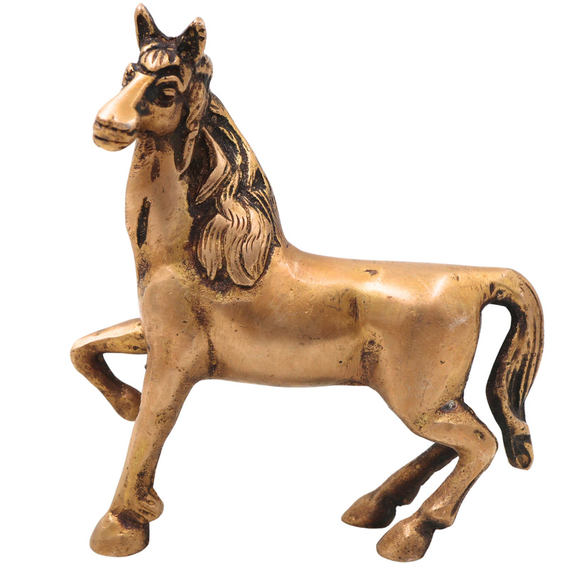 Brass Horse Sculpture for Vastu, Prosperity &amp; Premium Home Decor, Gold, 4 Inch, 1 Piece