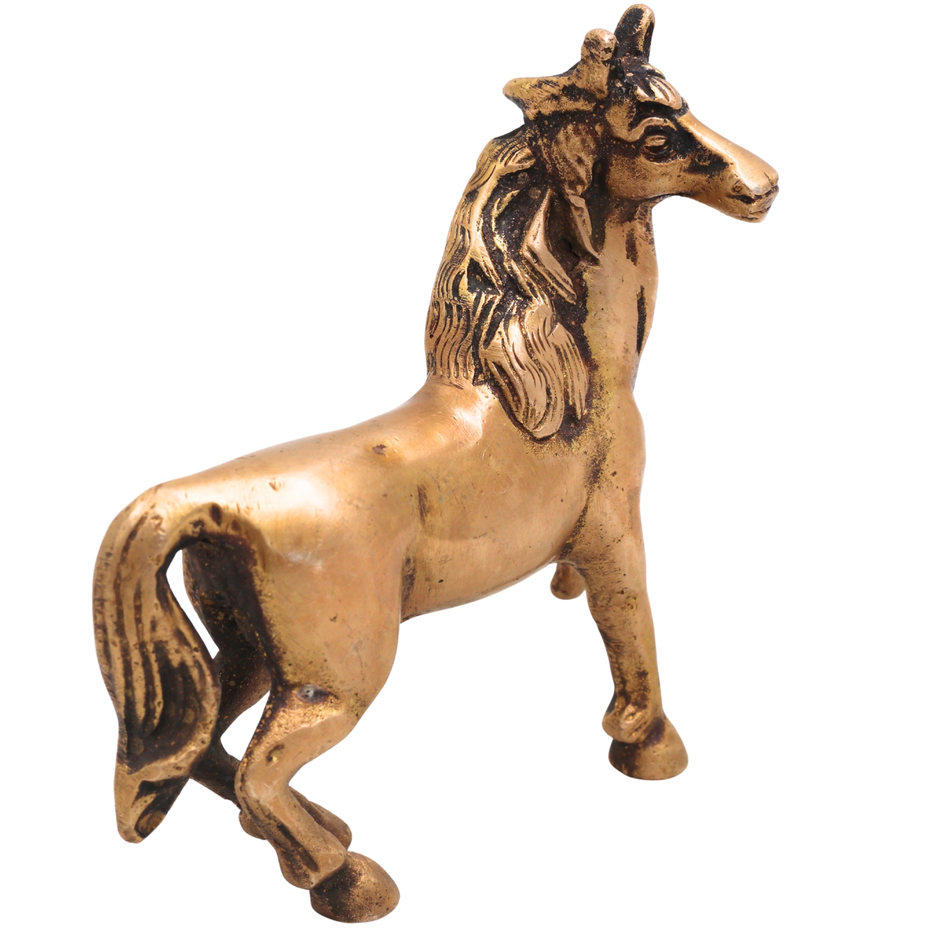 Brass Horse Sculpture for Vastu, Prosperity &amp; Premium Home Decor, Gold, 4 Inch, 1 Piece